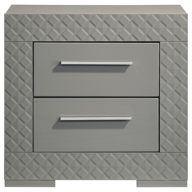 Table de chevet 2 tiroirs Pierce, Gris