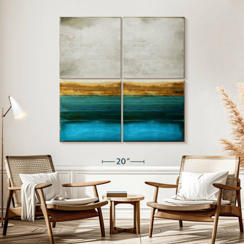 Avery doré sur turquoise, H 57 po x l 57 po