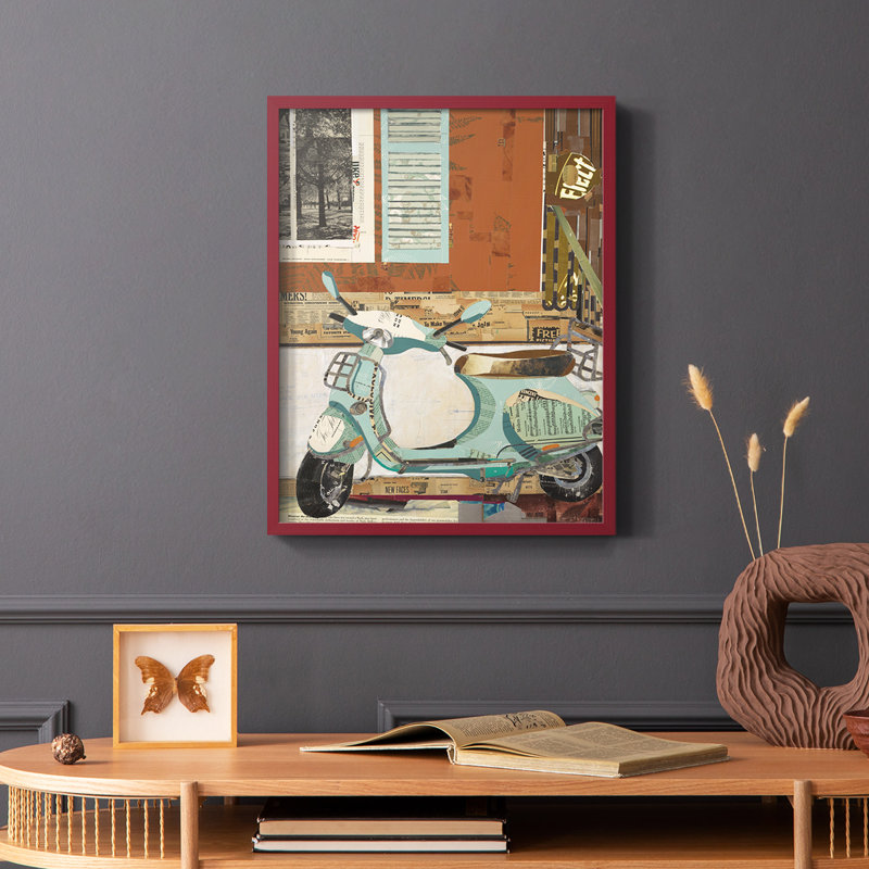 That Vespa Framed Print - Solid Wood, 28" H x 22" W, White