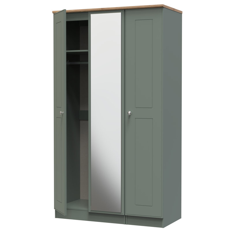Conners Manufactured Wood Wardrobe, Reed Green/Riviera Oak