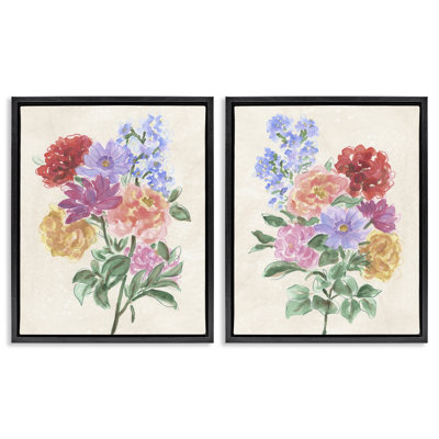 Ensemble de cadres flottants 2 pièces Spring Blooms on Parchment, design par June Erica Vess