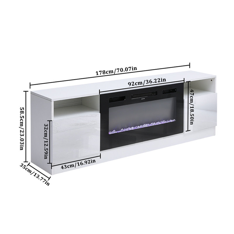 Berrick Metro Lane 178cm W Electric Fireplace with 5200 BTU, White