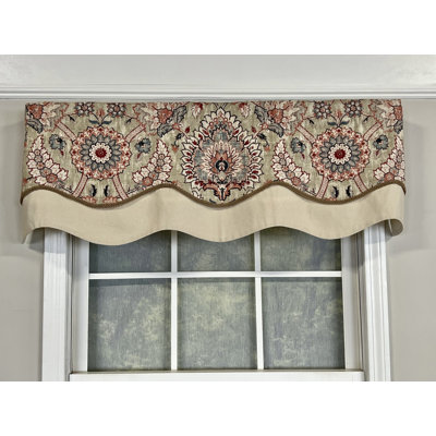Cotton Blend Damask Scalloped Window Valance