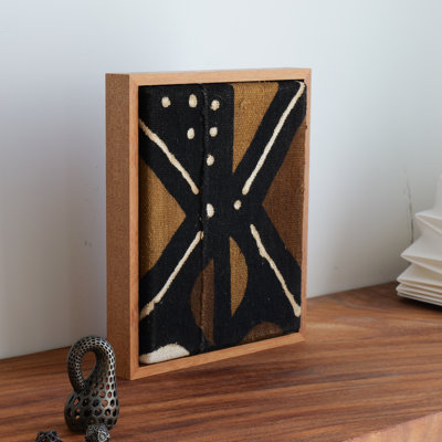 WULA Mudcloth Teak Framed Wall Art