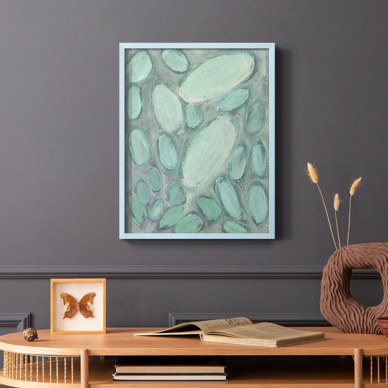 Blue Orbs II, reproduction encadrée - bois massif, Bleu, H 10 po x l 8 po