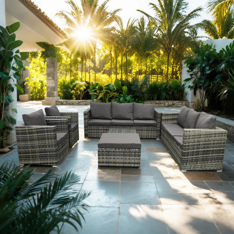 65cm Wide U-Shaped Wicker Patio Sectional Set