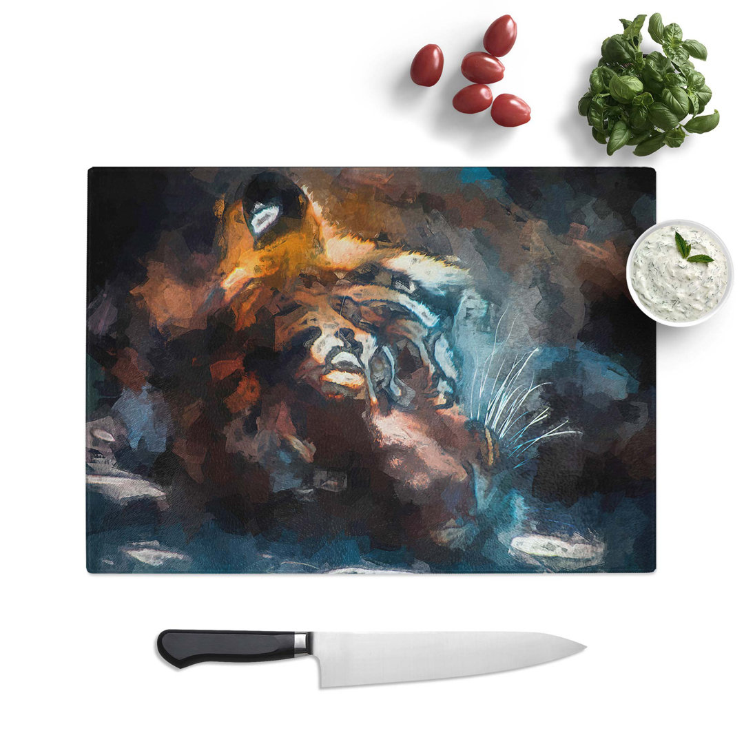 Tempered Glass Tiger in the Shade in Abstract Chopping Board