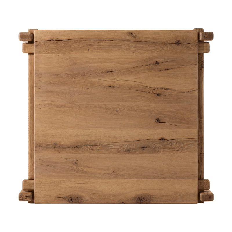 Marcia Single Coffee Table by Thomas Bina and Ronald Sasson, 14" H x 54.25" L x 50" W, Natural Reclaimed French Oak