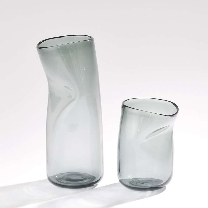 Contour Vase, 15" H x 7.25" W x 6.75" D, Gray