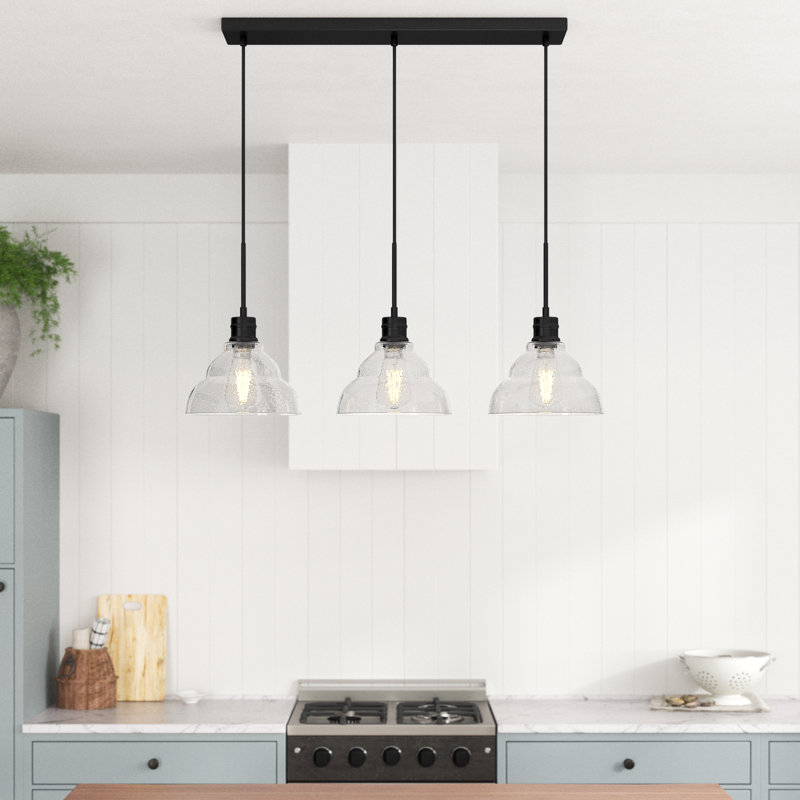 Manoel 3-Light Dimmable Kitchen Island Pendant, Black