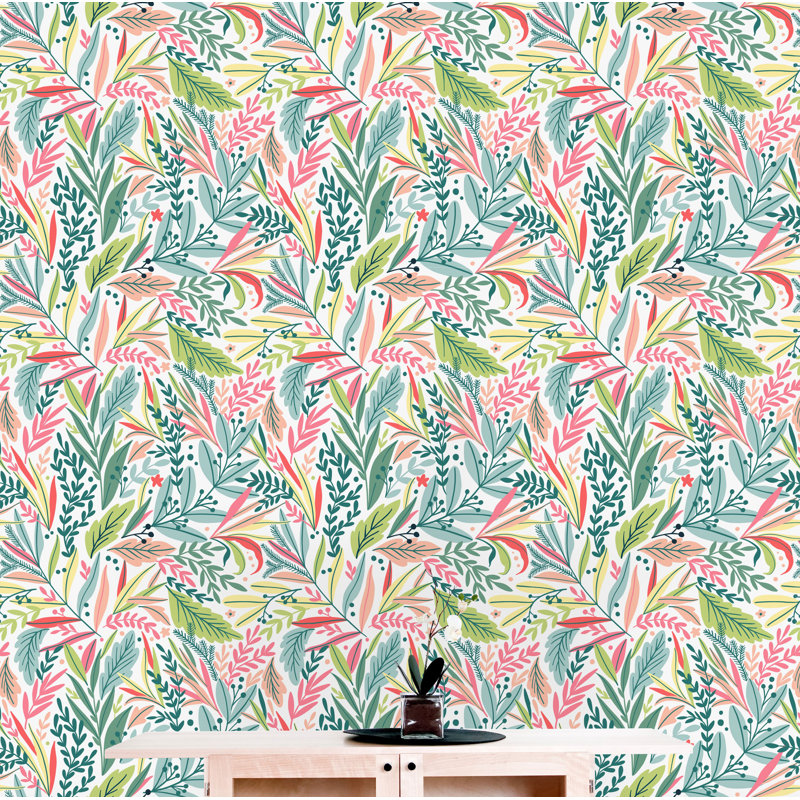 Rouleau de papier peint adhésif Quinter Leaves, L 16,67 po x l 25 po