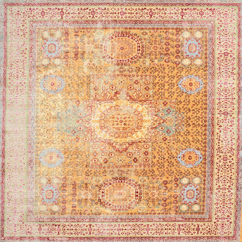Tapis en laine doré / brun, Rectangle 2 pi x 5 pi