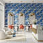 Papier peint floral bleu, décoration murale moderne amovible-1950104291