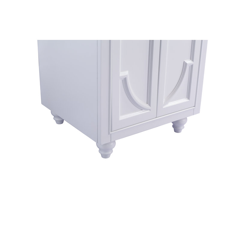 Mundy 24'' Single Bathroom Vanity with Solid Surface Top, White Carrera, White