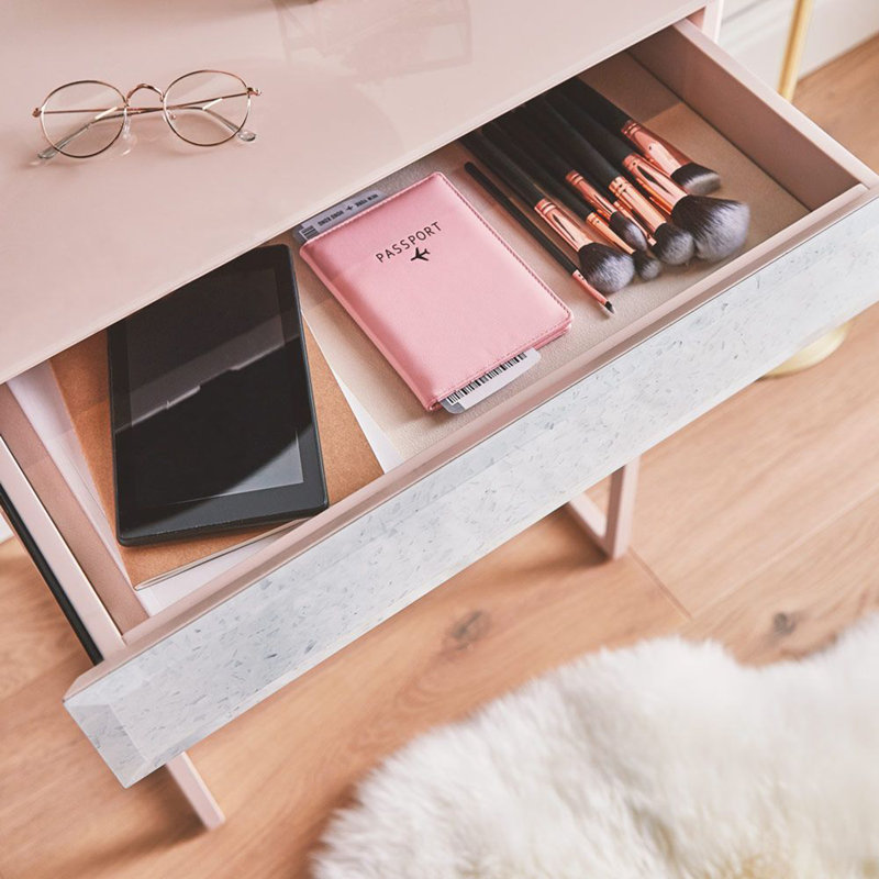 Ayansh 22.4'' W Nightstand, Pink/White