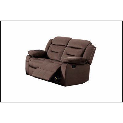 Manual Loveseat With Plush Backrest, Pillow Arms, Horizontal Tufting, USB Port, And Chocolate Finish For Modern Living Rooms