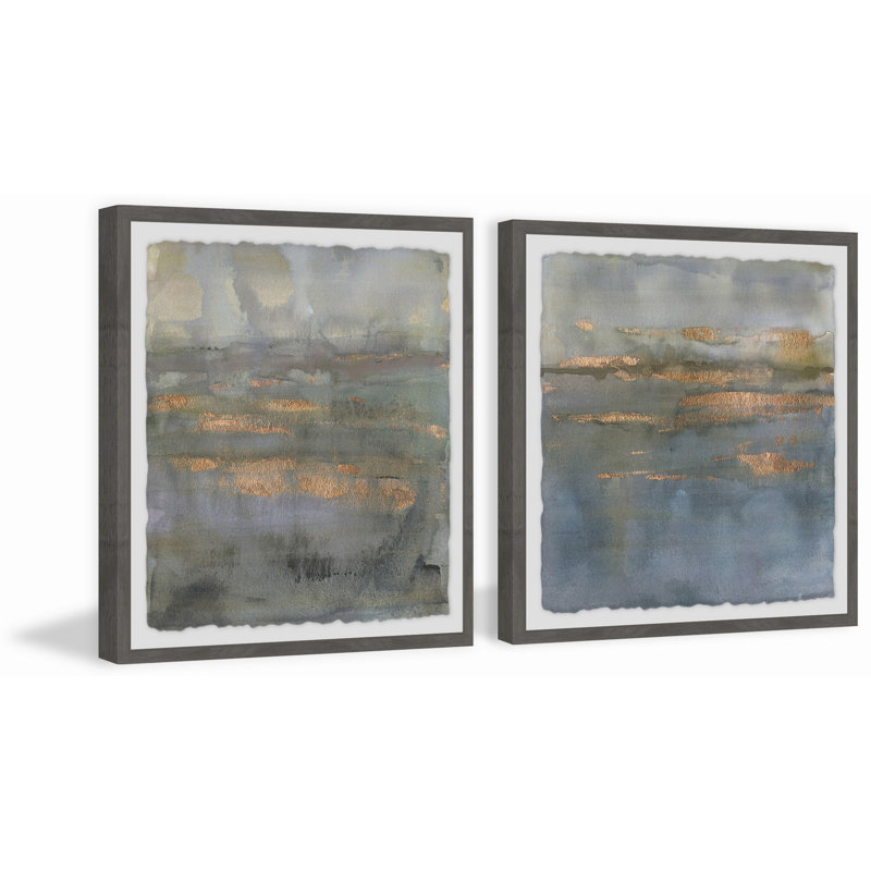 « émulsion iii diptych », ensemble de 2 reproductions de peintures à l’acrylique encadrées, H 24 po x l 24 po x L 1,5 po