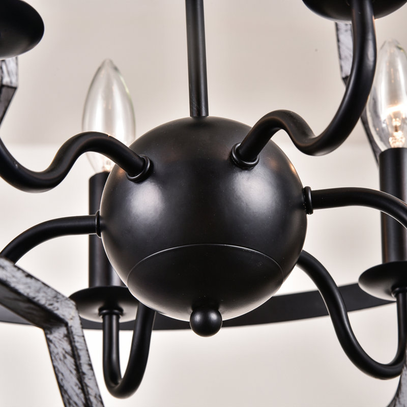 Rarick 6 - Light Dimmable Geometric Chandelier, Black/Silver