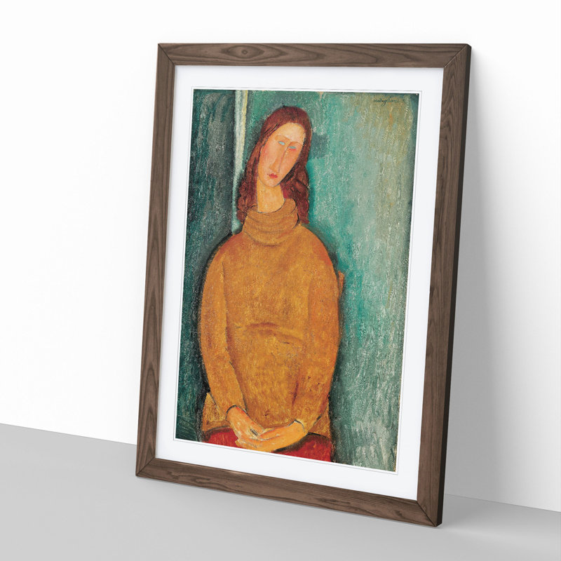 Jeanne Hebuterne Vol.2 by Amedeo Modigliani - Picture Frame Painting, 36cm H x 27cm W x 2cm D, Walnut