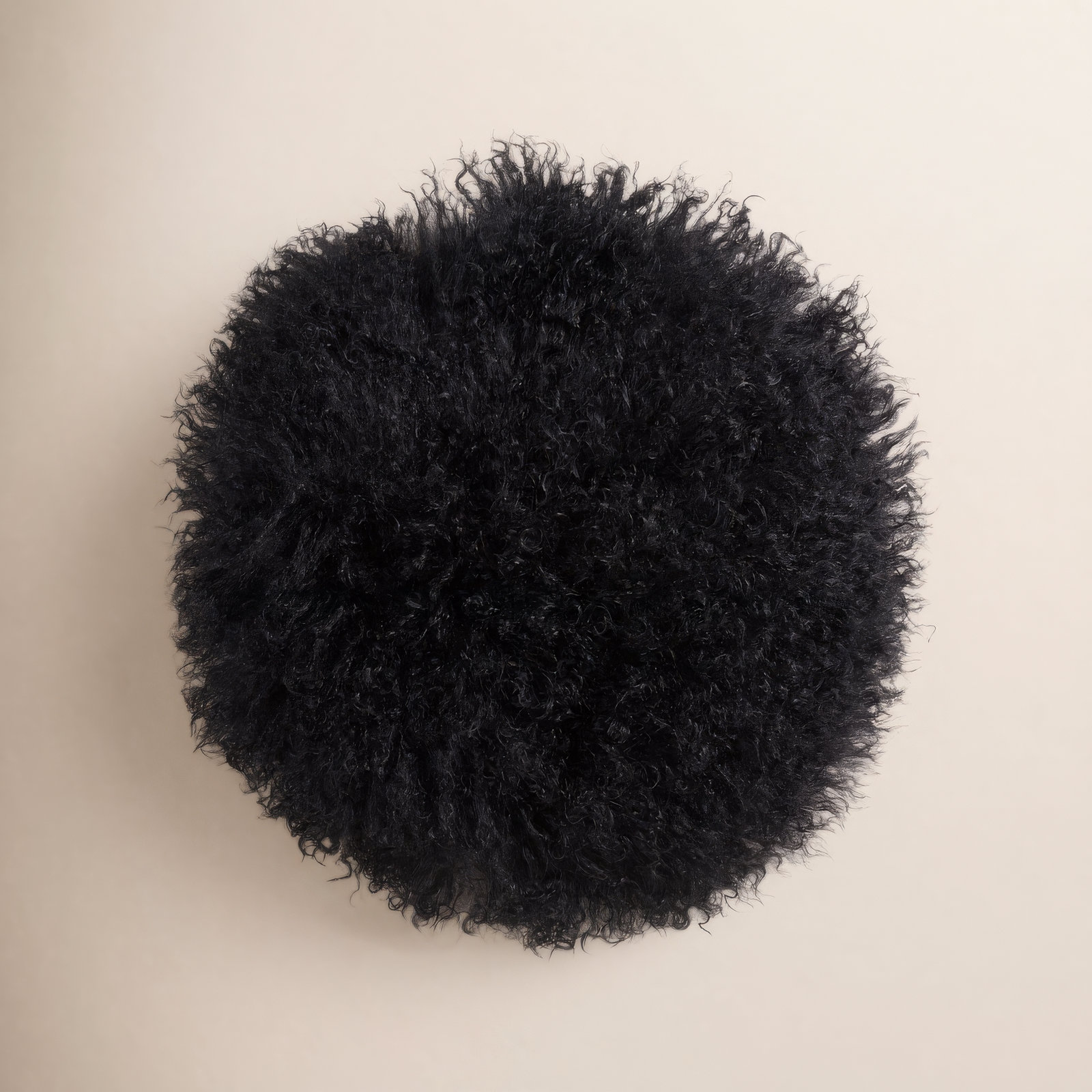 Mongolian Lamb Pillows Throw Pillow, Black, 16"H x 16"W