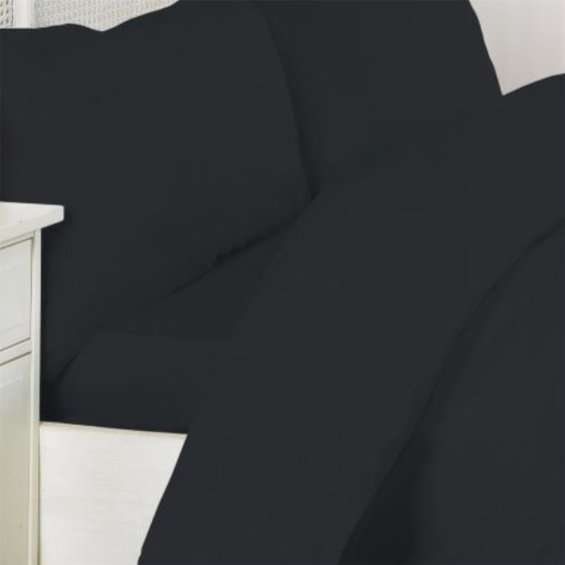 Kalos 100% Cotton Flatweave Flat Sheet, King, Black