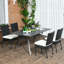 4 chaises de salle à manger d'extérieur en rotin PE avec coussins, chaises de patio en osier avec dossiers pour porche, terrasse, jardin