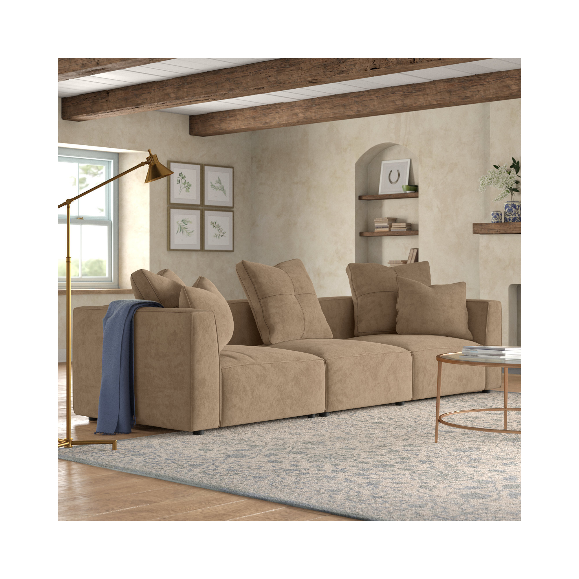 Del Modular Upholstered Sectional, Bella Buckwheat Polyester