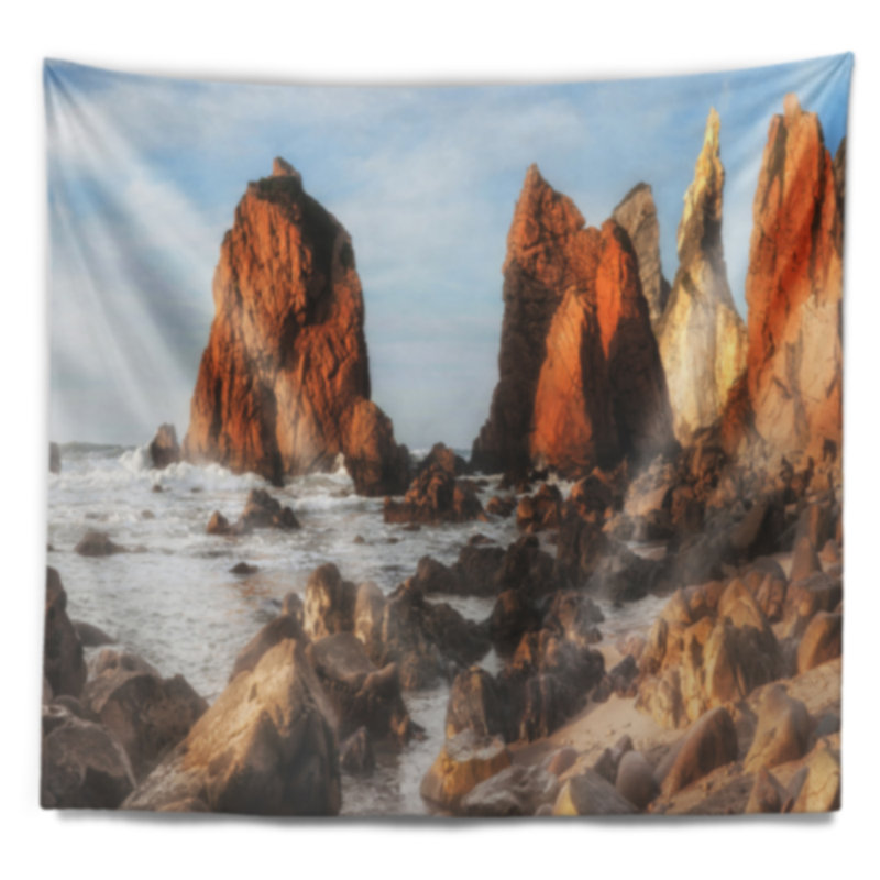 Paysage marin, tapisserie, côte atlantique rocheuse, H 68 po x l 80 po