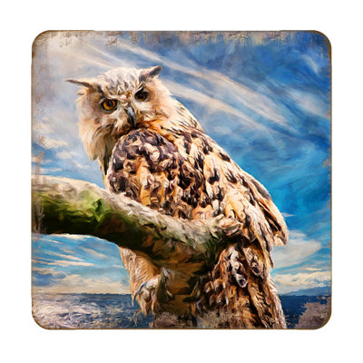Wood Square 4 Piece Coaster Set
