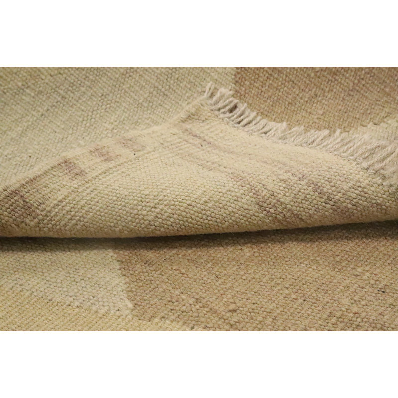 Modern Wool Kilim Runner Rug 2x6 With Subtle Geometric Designs