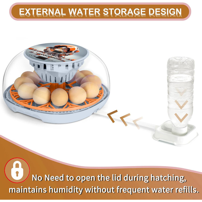 Smart Chicken Incubators for Hatching Eggs with Automatic Turner Small Poultry Duck Quail 12 Egg Incubator Temperature Control Display Hatcher Machine (Mechachick, ?)