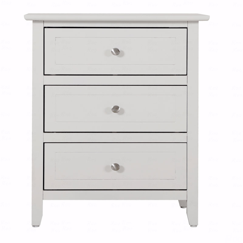 Versatile Transitional Nightstand With Three Drawers, White