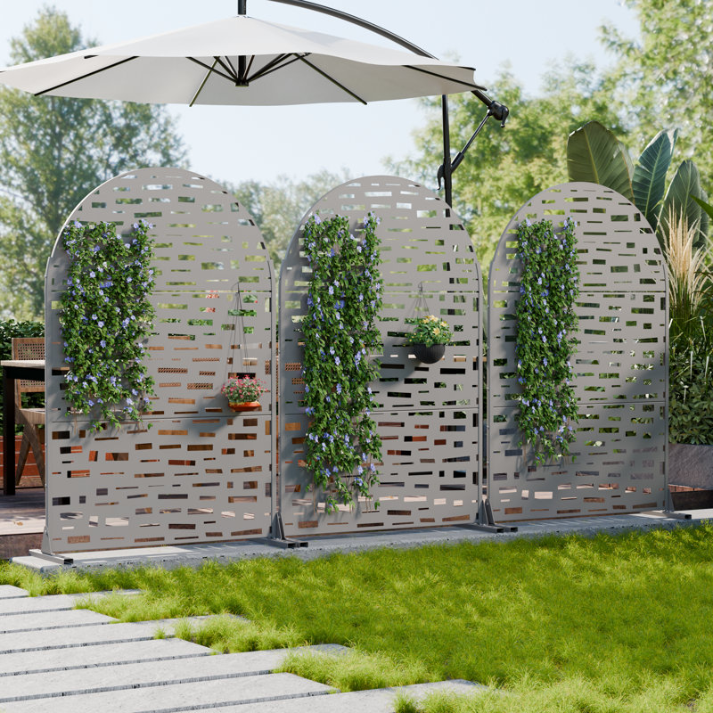 H 72 po x l 47 po x P 16 po avec écran d'intimité en métal et panneau de clôture en treillis pour terrasse, Gris
