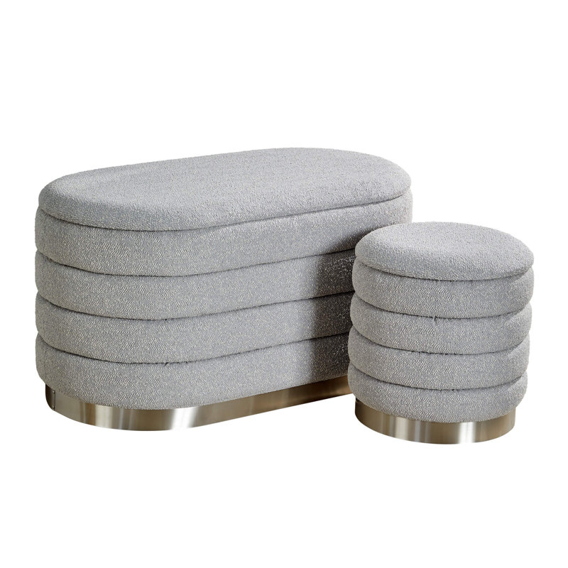 Adheen 80cm Wide Rectangle No Pattern Standard Ottoman with Storage, Grey