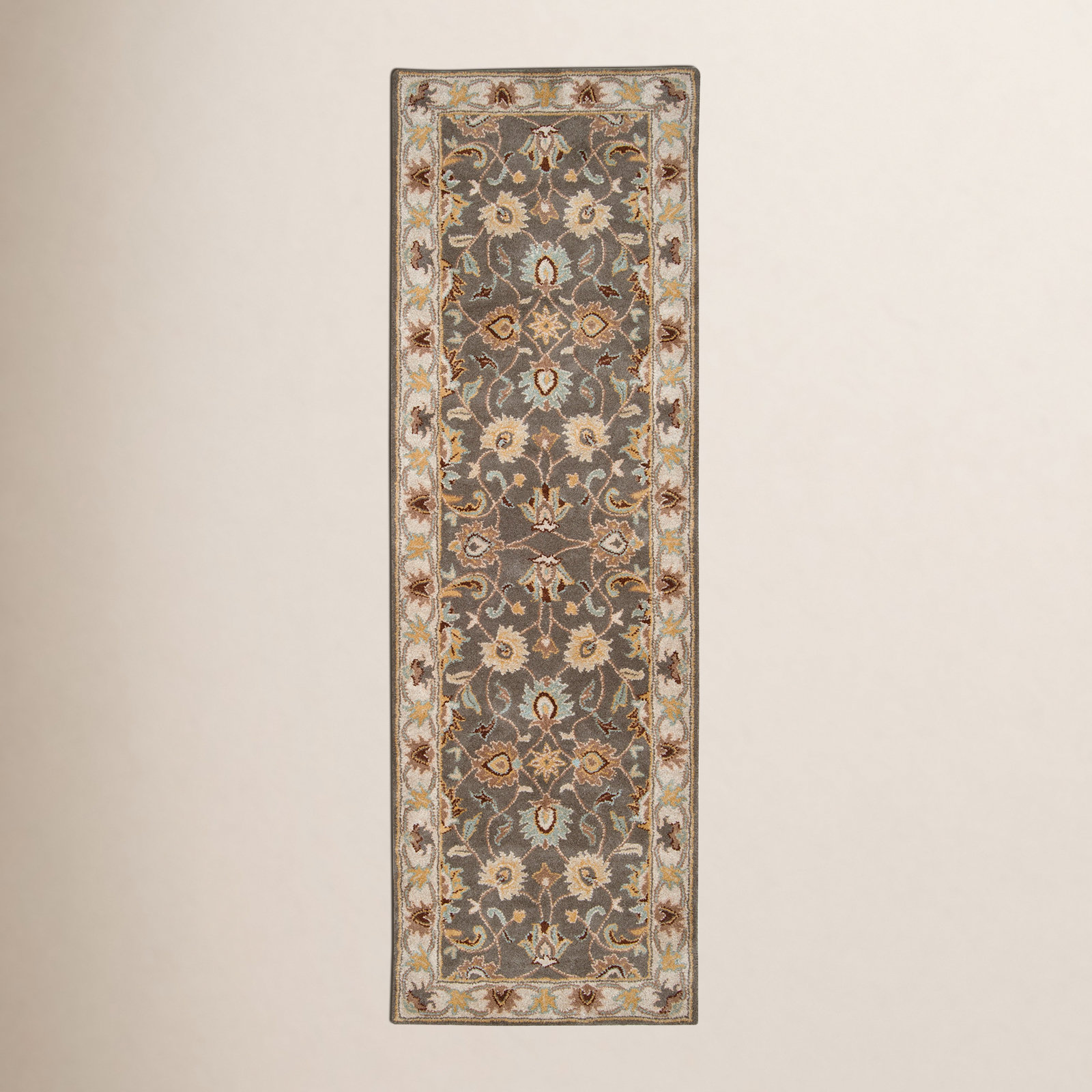 Arden Charcoal Beige Yellow Hand-Tufted Wool Rug, Runner 2'6" x 8'