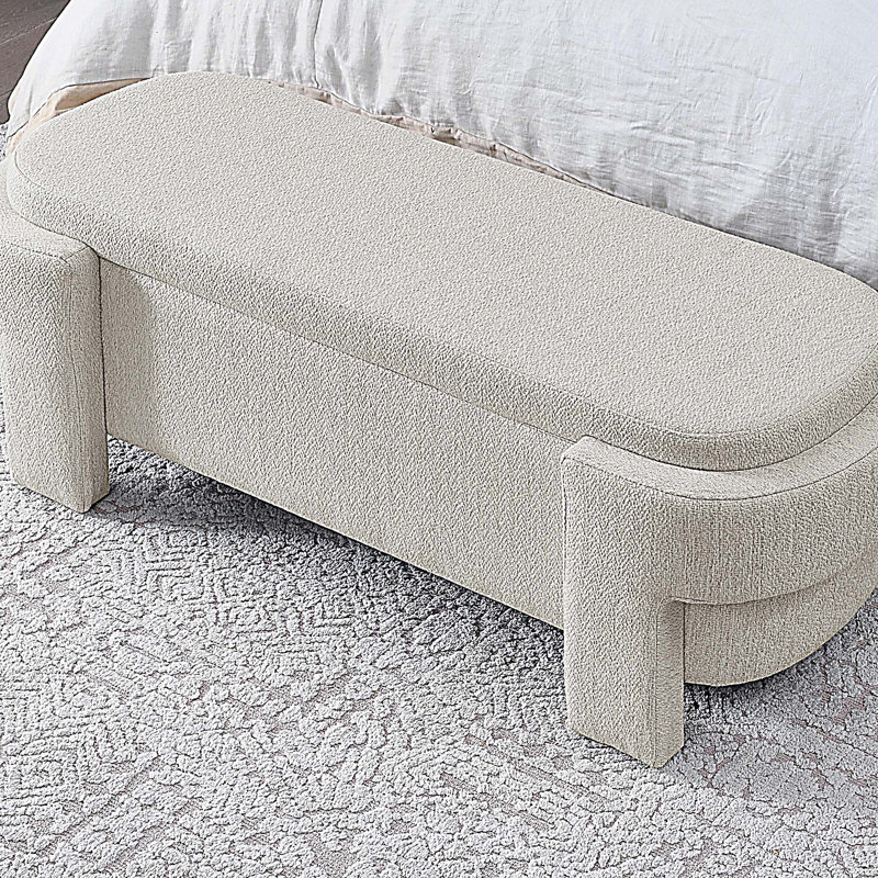 Banc rembourré avec grand espace de rangement, Beige