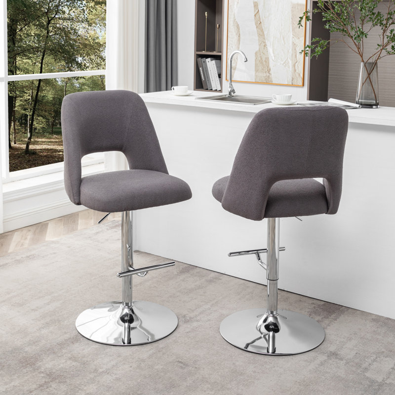 Tabouret pivotant à hauteur réglable Manoor, Noir, Argent