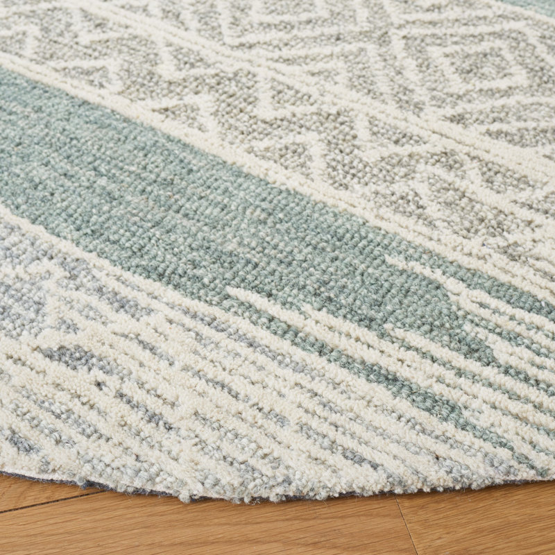 Metro Hand Tufted Wool/Cotton Abstract Rug in NATURAL/LIGHT GREY, Round 6'