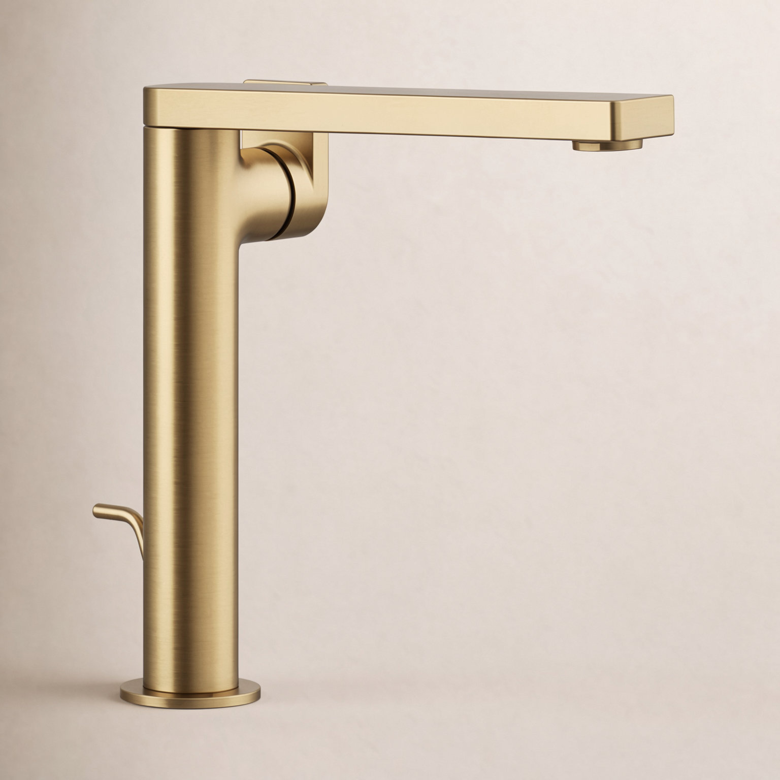 Composed Single-Hole Bathroom Faucet with Drain, Vibrant Brushed Moderne Brass