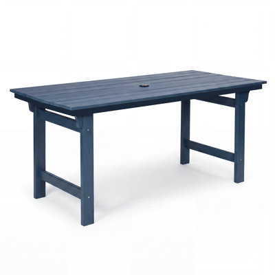 67" HDPE Rectangular Outdoor Dining Table for 4-6 with Umbrella Hole – Durable All-Weather Patio Table for Backyard & Garden