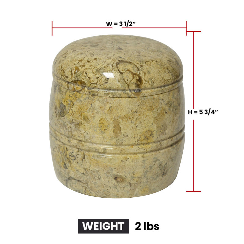 Fossil Marble Bathroom Storage Jar with Lid – Cotton Ball & Vanity Organizer