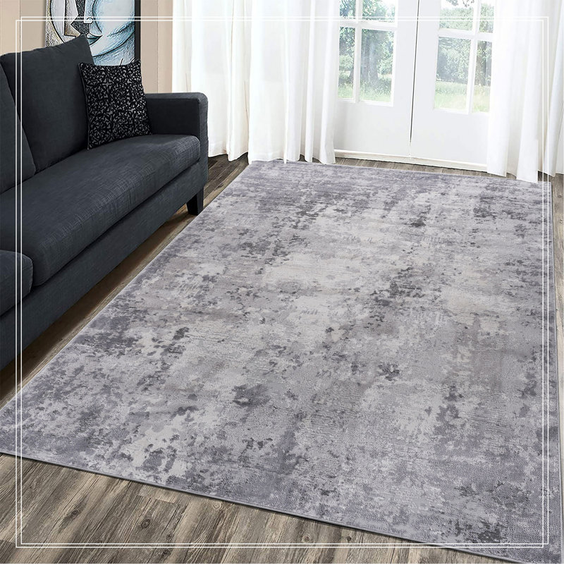 Light Grey/Abstract Non-Shedding Living Room Bedroom Dining Home Office Stylish And Stain Resistant Area Rug