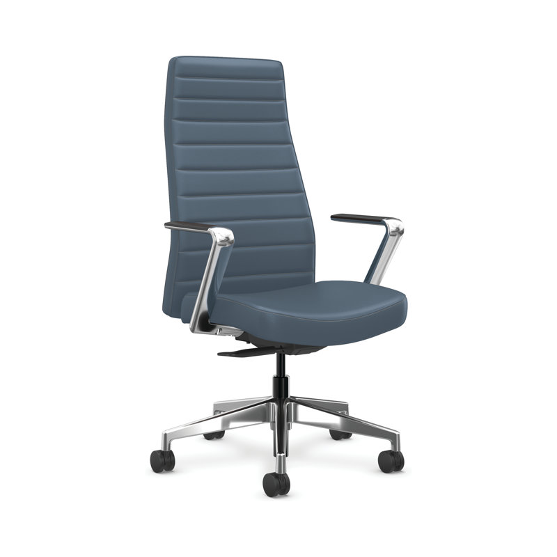 HON Cofi Executive High Back Office Chair, Weight-Activated Tilt, Polished Aluminum Base, Nimbus, Nimbus