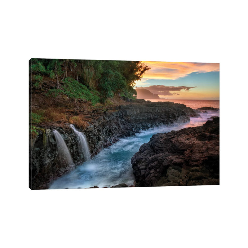 Hidden Waterfalls by Dennis Frates - Print on Canvas, 30.48cm H x 45.72cm W x 1.91cm D, Wrapped Canvas