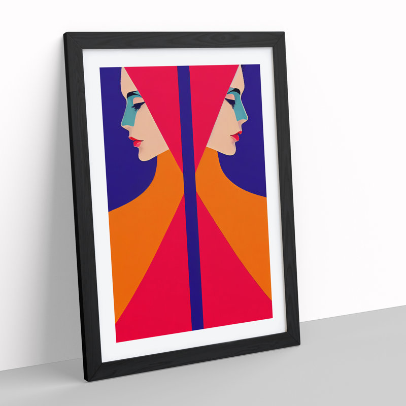 Symmetrical Abstract Woman - Framed Print, Black Framed, 46cm H x 34cm W x 2cm D