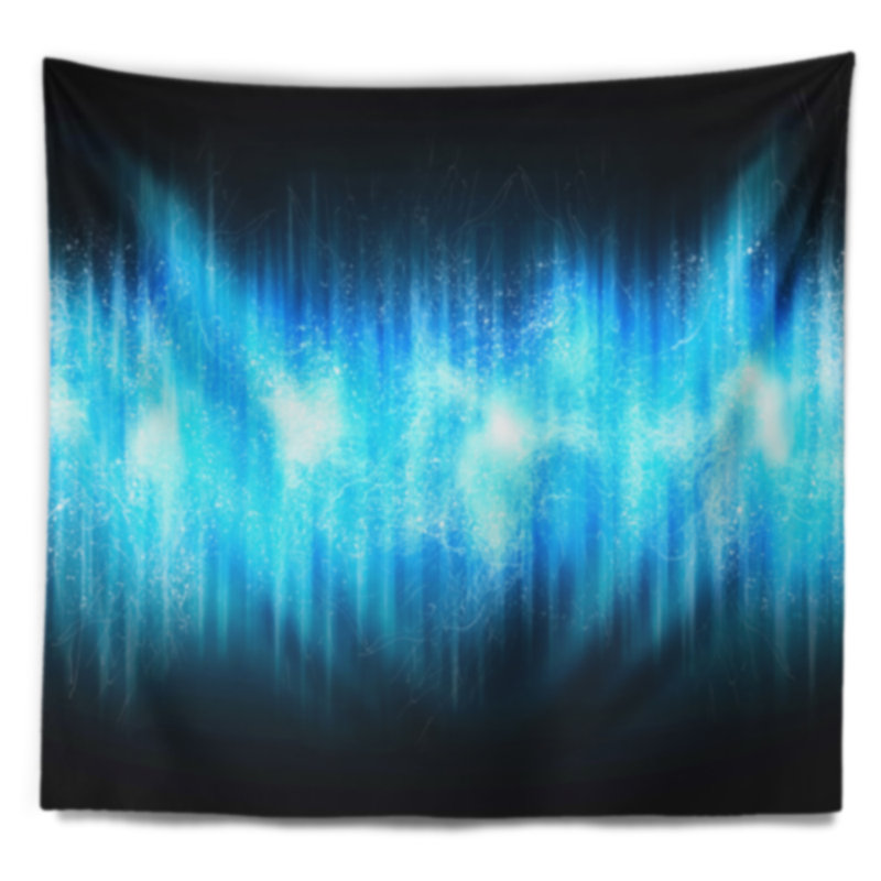 Tapisserie abstraite bleue de flamme de glace, H 32 po x l 39 po