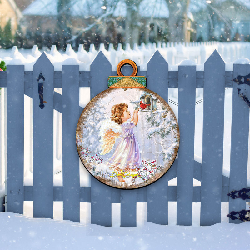 Figurine de jardin en forme de boule de noël et de porte