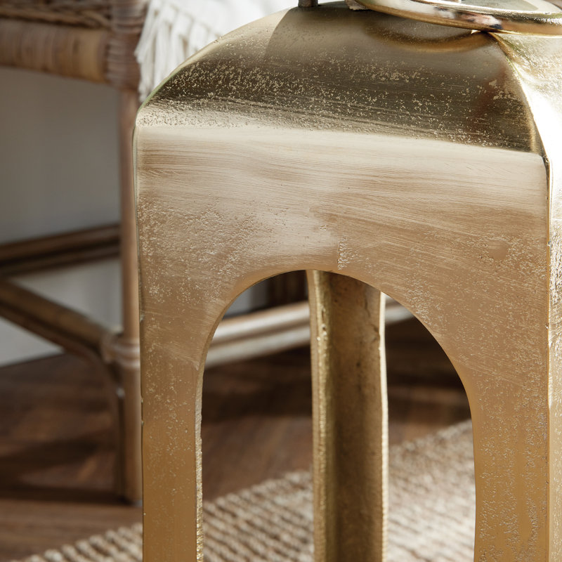 Champagne Gold Aluminum and Glass Hurricane Lantern