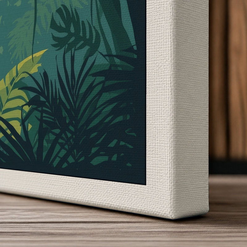 Jungle Paradise Tropical - Wrapped Canvas, 30x20 - 76.2 x 50.8 cm, Cream Border