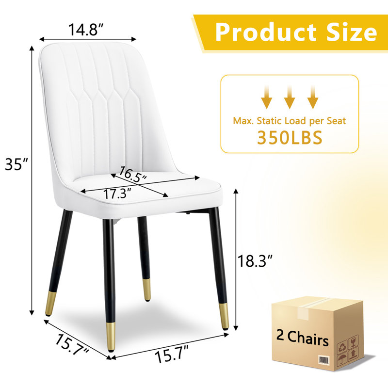 Ensemble de chaises de salle à manger Modern, Blanc, 2, Noir